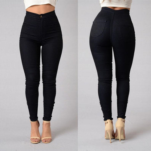 Casual Pants For Women High Waist Stretch Slim Trouser Skinny Candy Color Jeans - ROUTINE FASHION